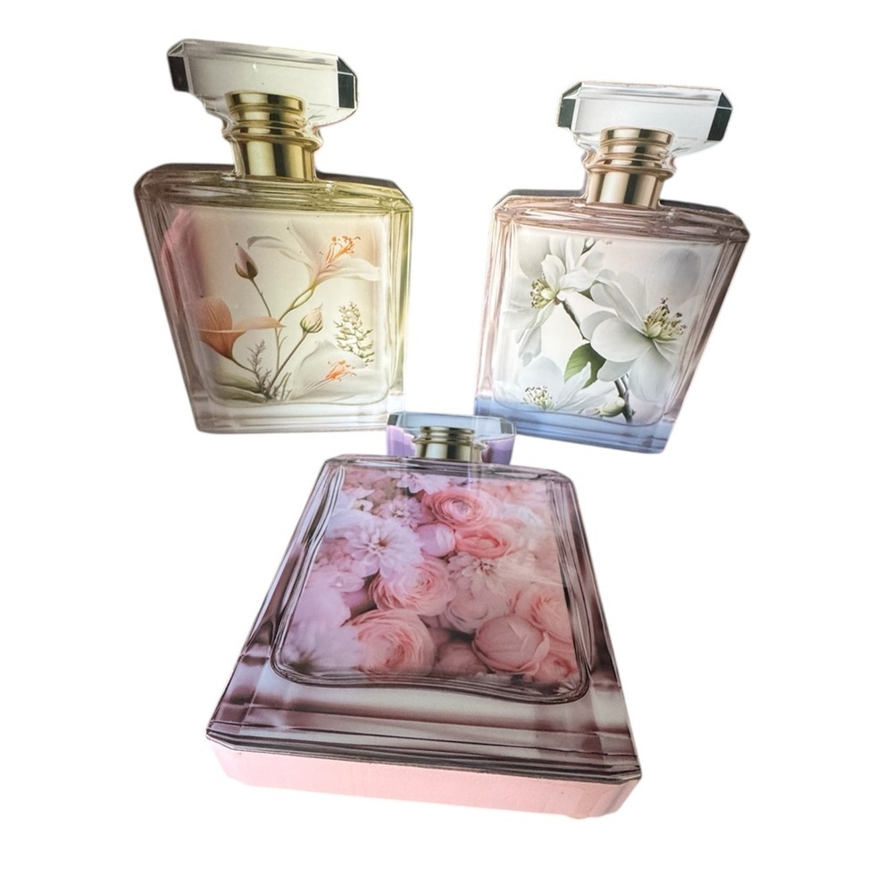Floral Perfume Wall Decor Set of 3- Height 7in x4.5 - Picture 1 of 6
